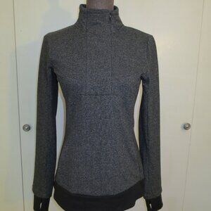 SOLD! Kyodan Pullover Black Gray Herringbone 1/4 Zip L/S Jacket, Sweatshirt